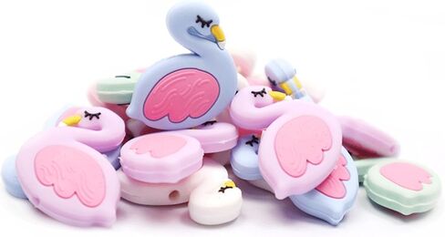 10PCS Flamingo Silicone Beads Colorful Silicone Beads Bulk Spacer Beads Colorful Focal Beads for DIY Craft Garland Keychain Lanyard Necklace Bracelet Jewelry Making Accessories Handmade Crafts in Kuwait