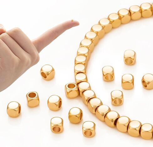 Gold Spacer Beads, 200pcs 4mm Real 18K Gold Plated Round Spacer Beads for Jewelry Making, Gold Plated Solid Brass Beads for DIY Bracelet Necklace Earring Craft Supplies in Kuwait