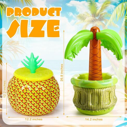 HyDren 2 Pcs 26.8" Inflatable Palm Tree Cooler with Inflatable Drink Cooler, Beach Party Supplies Inflatable Cooler for Luau Hawaiian Tropical BBQ Party in Kuwait