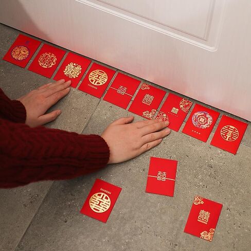 20 PCS MINI Red Envelope Wedding Supplies Wedding Door Flocking Red Envelope Wedding Red Red Garees Money Gift Cash Packets Hong Bao Double Leainge Red Packets (Style 3) in Kuwait