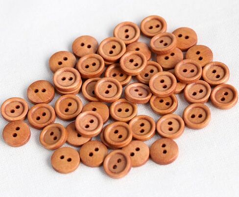 200pcs 13mm (0.52 بوصة) 2 ثقوب أزرار خشبية فاتحة زر اللون البني اللون للملاب in Kuwait