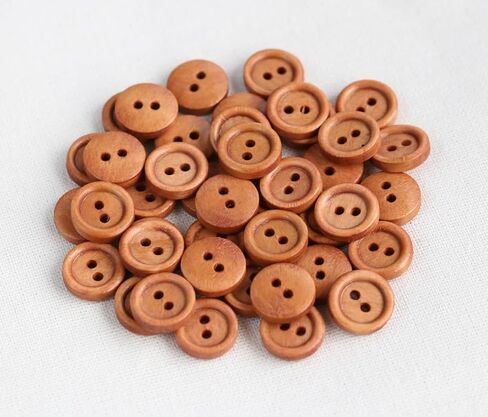 200pcs 13mm (0.52 بوصة) 2 ثقوب أزرار خشبية فاتحة زر اللون البني اللون للملاب in Kuwait