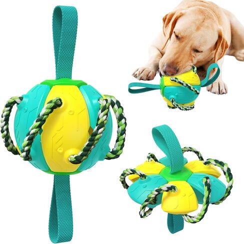 Flying Saucer Ball for Dogs, Dog Flying Disc & Frisbee Ball, Interactive Dog Toys, Indestructible Soccer Toys for Water Play & Outdoor Fun, Chew Toy for Teeth Cleaning (Yellow & Blue) in Saudi Arabia