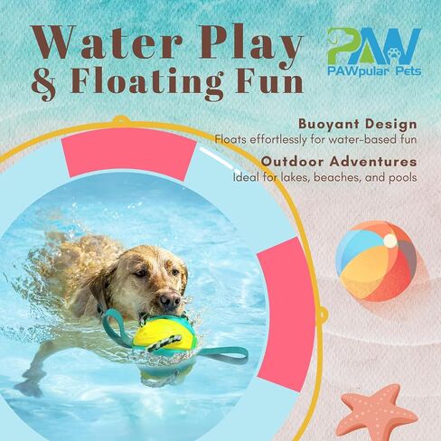 Flying Saucer Ball for Dogs, Dog Flying Disc & Frisbee Ball, Interactive Dog Toys, Indestructible Soccer Toys for Water Play & Outdoor Fun, Chew Toy for Teeth Cleaning (Yellow & Blue) in Saudi Arabia
