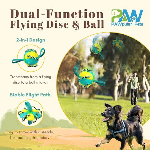 Flying Saucer Ball for Dogs, Dog Flying Disc & Frisbee Ball, Interactive Dog Toys, Indestructible Soccer Toys for Water Play & Outdoor Fun, Chew Toy for Teeth Cleaning (Yellow & Blue) in Saudi Arabia