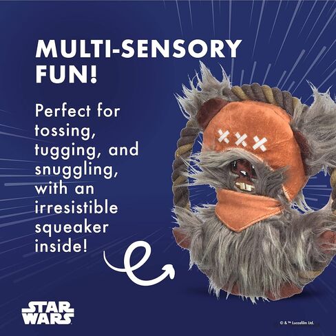 Star Wars for Pets Dog Toy Ewok Plush Rope Frisbee Dog Toy | Plush Squeaky Dog Toy | Adorable Toys for All Dogs, Official Dog Toy Product of for Pets,Brown,One Size,FF13893 in Kuwait