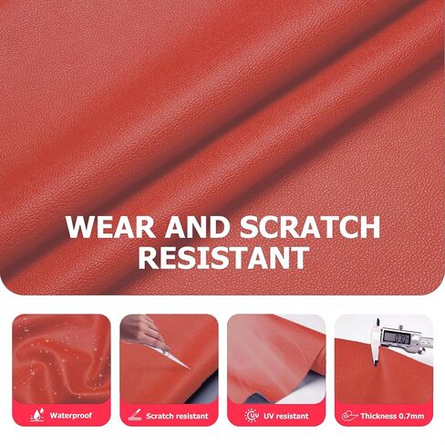 K-Musculo Vinyl Fabric, Marine Faux Leather Upholstery, for Upholstery Crafts, DIY Sewings, Sofa, Handbag, Earrings, Hair Bows Decorations (Orange Red 54 * 36inch) 1YD in Saudi Arabia