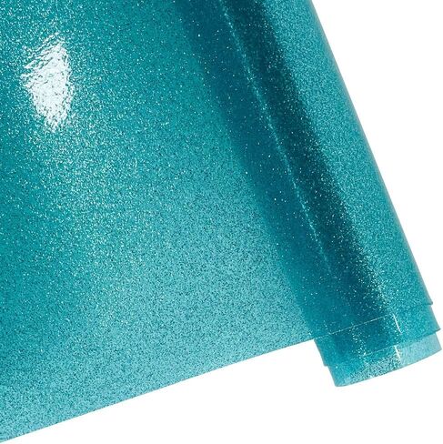 ONEART | Turquoise Transparent Glitter Vinyl Roll, 0.7 mm Solid Clear PVC Jelly Vinyl Crafts Fabric, 12"×48" in Saudi Arabia