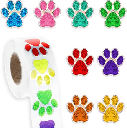 ملصقات طباعة PAW ، 500 قطعة 1 "ملصقات PAW الكلب بريق جرو PAW ملصقات طباعة طباعة صغيرة ملصقات الكلب paw ملصقات الملصقات اللطيفة اللطيفة لزخارته في غرفة المكتب. in Kuwait