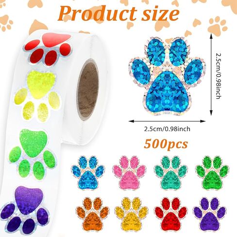 ملصقات طباعة PAW ، 500 قطعة 1 "ملصقات PAW الكلب بريق جرو PAW ملصقات طباعة طباعة صغيرة ملصقات الكلب paw ملصقات الملصقات اللطيفة اللطيفة لزخارته في غرفة المكتب. in Kuwait