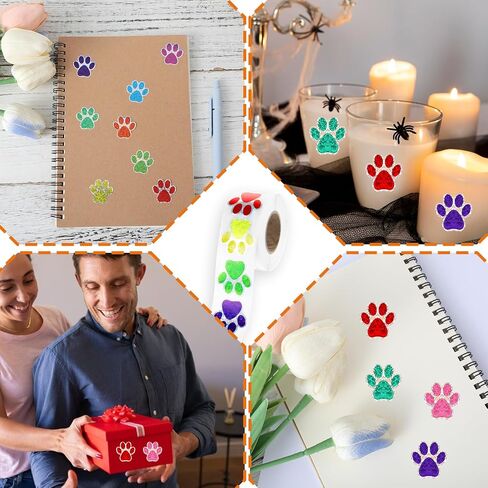 ملصقات طباعة PAW ، 500 قطعة 1 "ملصقات PAW الكلب بريق جرو PAW ملصقات طباعة طباعة صغيرة ملصقات الكلب paw ملصقات الملصقات اللطيفة اللطيفة لزخارته في غرفة المكتب. in Kuwait