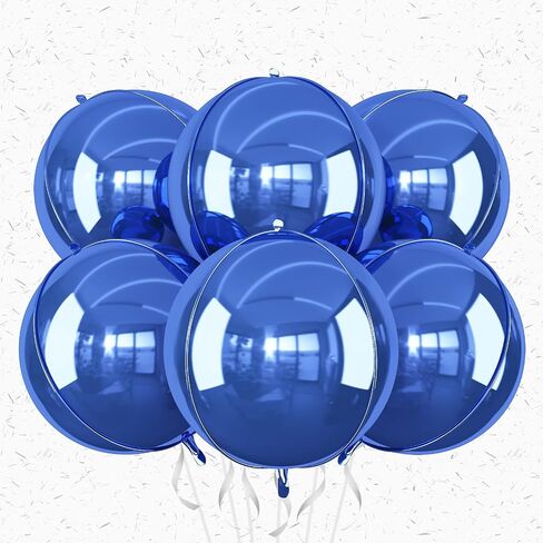 6Pcs Iridescent Round Foil Balloons,Giant 4D Clear Round Ball Balloon,22 Inch Rainbow Mylar Balloons for Birthday Wedding Prom Party Decorations in Saudi Arabia