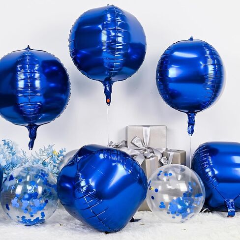 6Pcs Iridescent Round Foil Balloons,Giant 4D Clear Round Ball Balloon,22 Inch Rainbow Mylar Balloons for Birthday Wedding Prom Party Decorations in Saudi Arabia