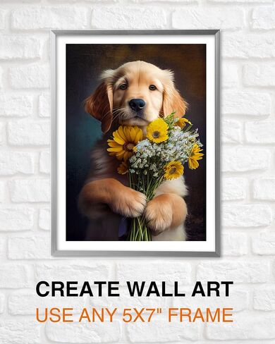 Golden Retriever مع الزهور جميع المناسبات بطاقة المعايدة - الكلب مع الزهور من مجموعة الفريدة من الكلاب الحفلات مجموعة - كبيرة 5 × 7 بوصة - فارغة في الداخل مع مظروف أبيض in Kuwait