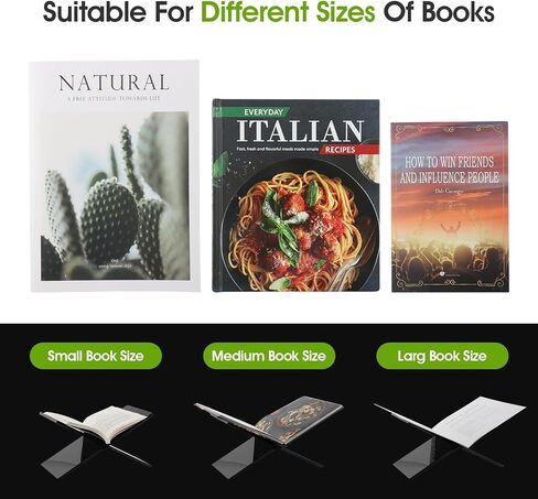 Acrylic Book Stands for Display - Cookbook Stand for Kitchen Counter, Bible Stands for Display at Home, Acrylic Book Holders for Reading Hands Free (Clear) in Saudi Arabia