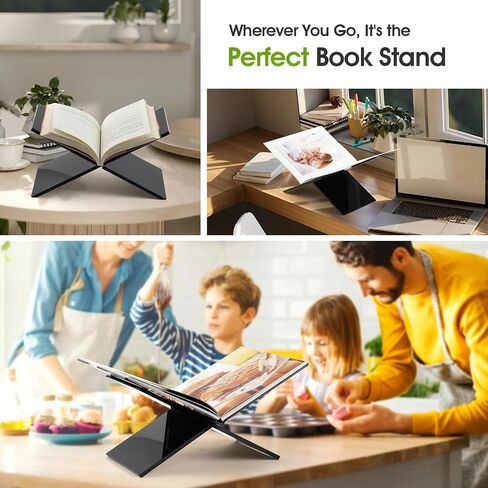 Acrylic Book Stands for Display - Cookbook Stand for Kitchen Counter, Bible Stands for Display at Home, Acrylic Book Holders for Reading Hands Free (Clear) in Saudi Arabia