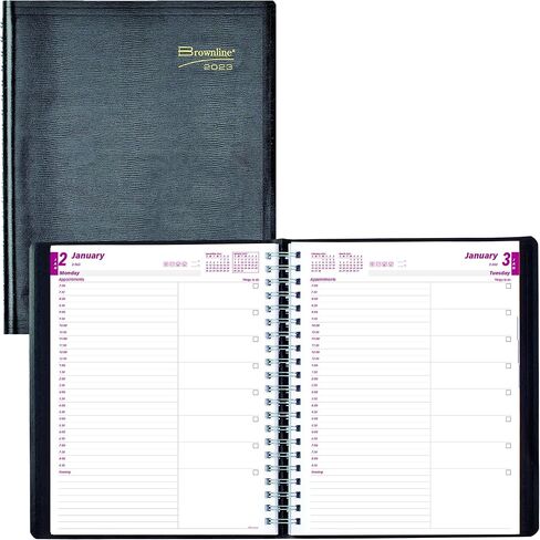 Brownline® 2025 Essential Daily Planner, Appointment Book, 12 Months, January to December, Twin-Wire Binding, 11" x 8.5", Black (CB965.BLK-25) in Saudi Arabia