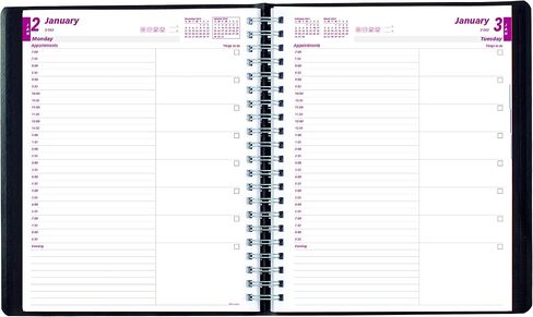 Brownline® 2025 Essential Daily Planner, Appointment Book, 12 Months, January to December, Twin-Wire Binding, 11" x 8.5", Black (CB965.BLK-25) in Saudi Arabia