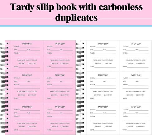 2 حزمة كتاب قسيمة Tardy مع التكرارات غير الكربونية 3.5 × 4.3 بوصة قسائم تأخير لكل كتاب نموذج تسجيل نسخة للتسجيل المدرسي الطالب المتأخر وصوله السهل الإزالة والدموع in Kuwait