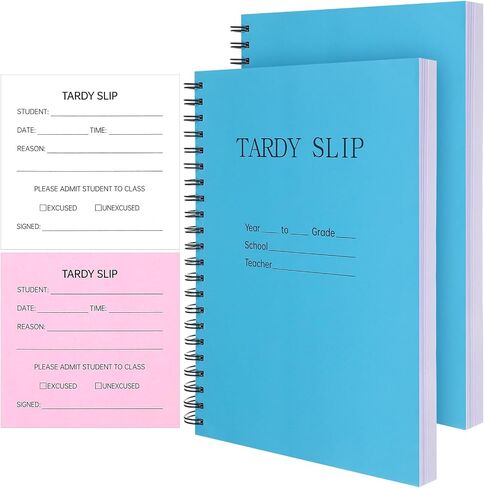 2 حزمة كتاب قسيمة Tardy مع التكرارات غير الكربونية 3.5 × 4.3 بوصة قسائم تأخير لكل كتاب نموذج تسجيل نسخة للتسجيل المدرسي الطالب المتأخر وصوله السهل الإزالة والدموع in Kuwait