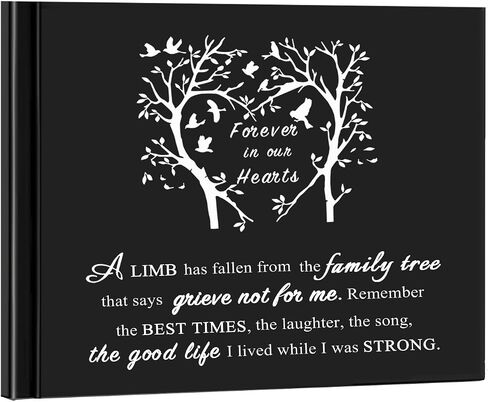 كتاب ضيوف Fneral Black Heart Tree Clearation of Life Guest Book Elegant 82 Pages Book for Lost of Love One Salute Book Memorial Service Album -Forever in My Heart in Kuwait