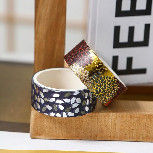 10 Rolls Sakura Washi Tape Set Japanese Arts Adhesive Tapes Gold Silver Foil Decorative Masking Tape Sets for Craft, Kids, Scrapbook, DIY, Gift Wrapping (Sakura Nightfall) in Saudi Arabia
