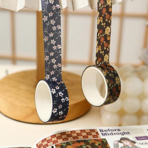 10 Rolls Sakura Washi Tape Set Japanese Arts Adhesive Tapes Gold Silver Foil Decorative Masking Tape Sets for Craft, Kids, Scrapbook, DIY, Gift Wrapping (Sakura Nightfall) in Saudi Arabia