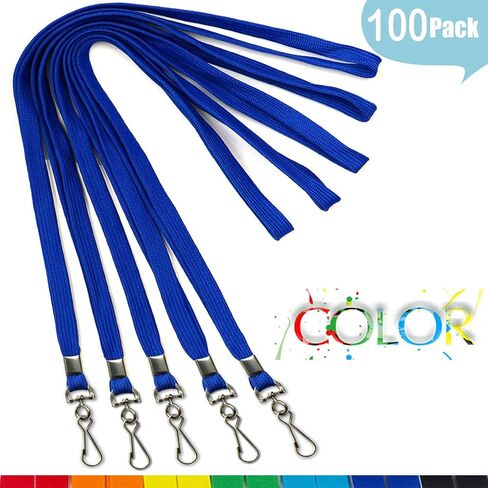 Lanyard 100 Pieces Bulk Lanyards for ID Badge Neck Lanyard Swivel J-Hook for Name Tag Badge Holders (Blue, 100 Pieces) in Saudi Arabia