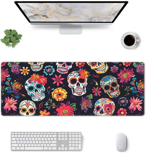 لوحة فأر ألعاب السكر المهملة الملونة ، قاعدة مطاطية كبيرة غير انزلاق Mousepad XL 31.5x11.8in ، حصيرة الماوس لوحة المفاتيح ، وسادة مكتب مع حواف مخيط للمنزل والمكاتب Gamer in Kuwait