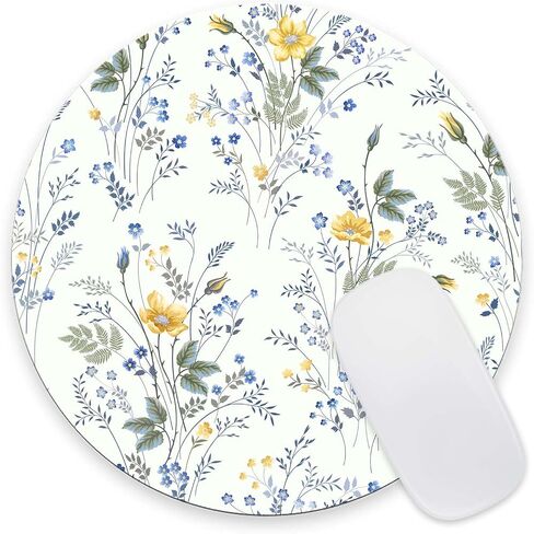 Round Mouse Pad Wildflowers, Personalized Premium-Textured Custom Mouse Mat Design, Washable Mousepad Non-Slip Rubber Base Computer Mouse Pads for Wireless Mouse 7.9×7.9×0.12 inches in Saudi Arabia