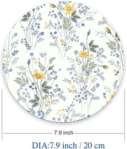 Round Mouse Pad Wildflowers, Personalized Premium-Textured Custom Mouse Mat Design, Washable Mousepad Non-Slip Rubber Base Computer Mouse Pads for Wireless Mouse 7.9×7.9×0.12 inches in Saudi Arabia