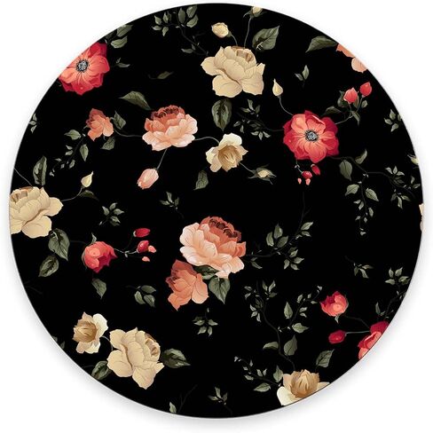 Round Mouse Pad Wildflowers, Personalized Premium-Textured Custom Mouse Mat Design, Washable Mousepad Non-Slip Rubber Base Computer Mouse Pads for Wireless Mouse 7.9×7.9×0.12 inches in Saudi Arabia