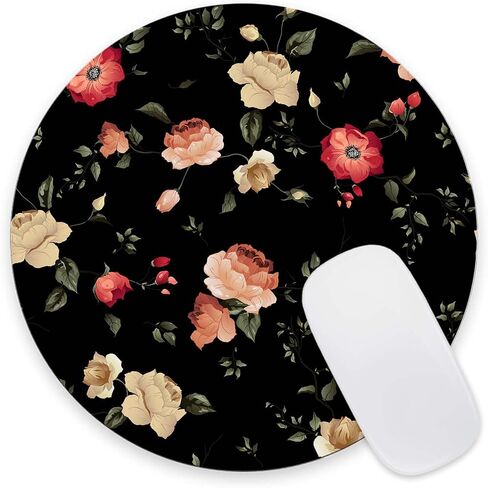 Round Mouse Pad Wildflowers, Personalized Premium-Textured Custom Mouse Mat Design, Washable Mousepad Non-Slip Rubber Base Computer Mouse Pads for Wireless Mouse 7.9×7.9×0.12 inches in Saudi Arabia