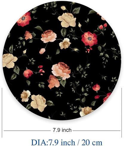 Round Mouse Pad Wildflowers, Personalized Premium-Textured Custom Mouse Mat Design, Washable Mousepad Non-Slip Rubber Base Computer Mouse Pads for Wireless Mouse 7.9×7.9×0.12 inches in Saudi Arabia