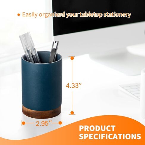 Pen Holder for Desk, Ceramic Pencil Organizer & Makeup Brush Holder, Office Decor and Desk Accessories，Perfect Office Organization,Teacher Supplies (White, Set / 1) in Saudi Arabia