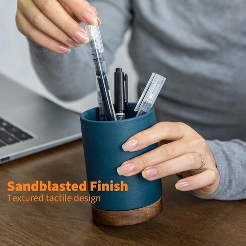 Pen Holder for Desk, Ceramic Pencil Organizer & Makeup Brush Holder, Office Decor and Desk Accessories，Perfect Office Organization,Teacher Supplies (White, Set / 1) in Saudi Arabia