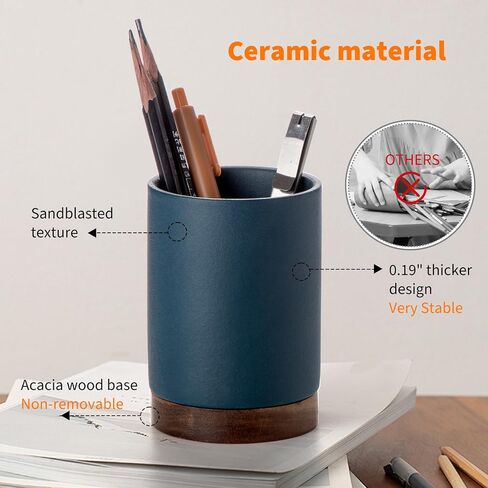 Pen Holder for Desk, Ceramic Pencil Organizer & Makeup Brush Holder, Office Decor and Desk Accessories，Perfect Office Organization,Teacher Supplies (White, Set / 1) in Saudi Arabia