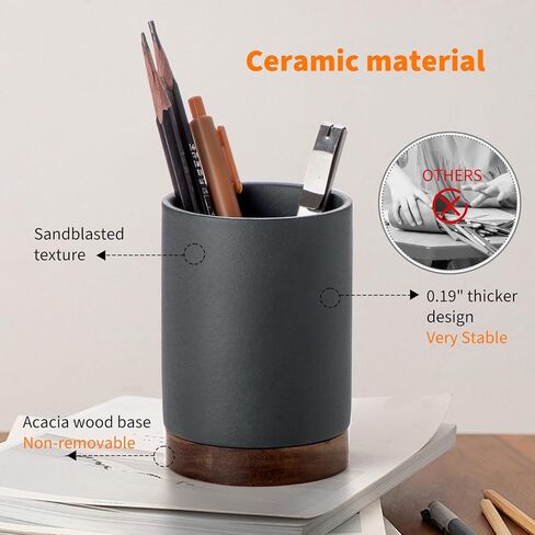 حامل القلم للمكتب ، منظم قلم رصاص سيراميك وحامل فرشاة المكياج ، ديكور المكتب وملحقات المكتب ， منظمة مكتب مثالية ، مستلزمات المعلمين (أبيض ، مجموعة / 1) in Kuwait