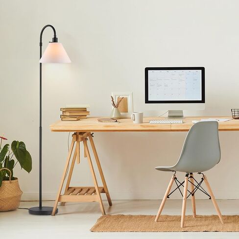 Globe Electric 67065 58" Floor Lamp, Black, Dark Gray Velvet Shade, On/Off Socket Rotary Switch, Living Room Décor, Reading Light, Home Essentials, Bedroom, Office Accessories in Saudi Arabia