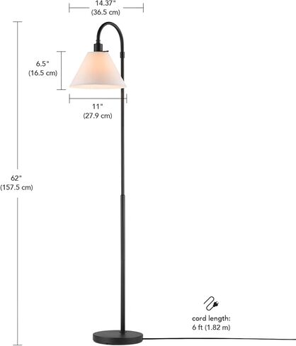 Globe Electric 67065 58" Floor Lamp, Black, Dark Gray Velvet Shade, On/Off Socket Rotary Switch, Living Room Décor, Reading Light, Home Essentials, Bedroom, Office Accessories in Saudi Arabia