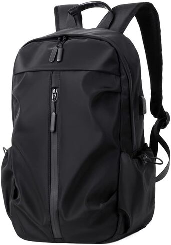Water Resistant Lightweight Travel Hiking Nylon BackPack Daypack Durable with USB Charging Port (Black) in Kuwait