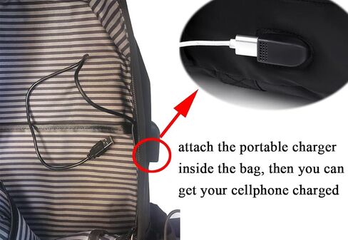 Water Resistant Lightweight Travel Hiking Nylon BackPack Daypack Durable with USB Charging Port (Black) in Kuwait