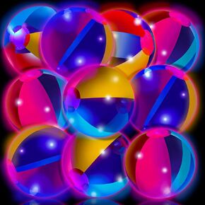 Zhanmai 10 Pcs Glow in The Dark Beach Balls Inflatable Light up Balls 9 Inch Beach Pool Toys Glow in The Dark Party Supplies for Summer Pool Party