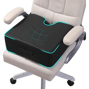 MABOZOO Extra Thick Seat Cushion, PU Leather Office Chair Cushion for Office Chair Car Seat, Memory Foam Booster Seat Sciatica & Back Pain Relief for Long Sitting (18"*16"*6")