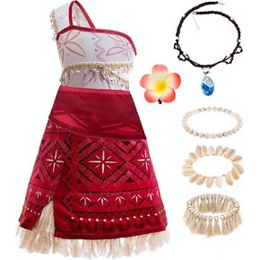 Princess Adventure Costume for Girls Kids Ocean Theme Birthday Halloween Dress up With Necklace Shell anklet 2-10Years