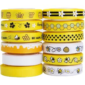 شريط VATIN Satin Bumble Bee Ribbon Craft Ribbon، 1-1/2 بوصة × 10 ياردة، أصفر/أبيض/أسود، شريط تزيين النحل يستخدم لأقواس الشعر، إكليل الزهور، عيد الميلاد، حمام الطفل، كعكة الحفاضات، تغليف الهدايا، تزيين الحفلات in Kuwait
