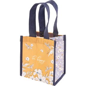 Karma Reusable Gift Bags - Tote Bag and Gift Bag with Handles - Perfect for Birthday Gifts and Party Bags RPET 1 Charcoal Flowers Small