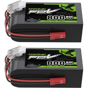 Ovonic 7.4V 80C 800MAH 2S LIPO بطارية LIPO مع قابس JST [حزمة 1 بما في ذلك بطاريتين]