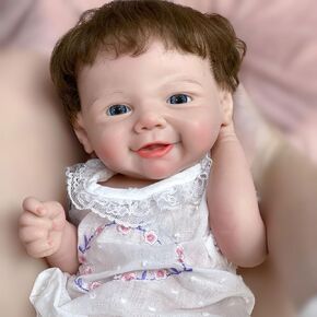 18 inch Flexible Full Solid Silicone Reborn Doll with Rooted Hair Girl Lifelike Baby Doll That Look Real Newborn Babies Handmade Toy for Toddler