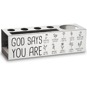 akeke God Says You Are Gifts, Going Away Gifts for Coworkers Women Christian, Religious Mentor Gifts, Bible Verse Spiritual Encouragement Gifts for Women, Men, Coworkers Pencil Pen Holders ASB45